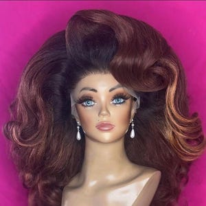 Auburn Pageant Wig: Double-Stacked Lace Front Drag Queen Wig