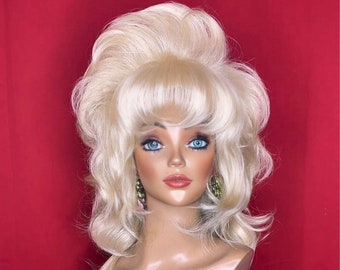 DOLLY PARTON WIG: Mullet Wig Bangs, 1980s Wig, 1990s Wig, Costume Wig, Drag Queen Wig, Heat Resistant Wig, Custom, Made to Order, Styled Wig