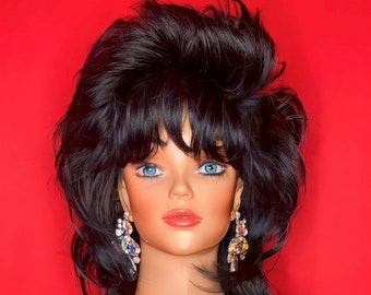 JOAN JETT WIG: Mullet Wig with Bangs, 1970s Wig, 1980s Wig, Costume Wig, Drag Queen Wig, Heat Resistant Wig, Custom Made to Order Styled Wig