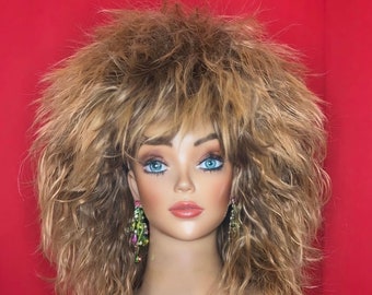 TINA TURNER WIG: 1980s Wig, Double-Stacked Wig, David Bowie Labrinyth Wig, Drag Queen Wig, Costume Wig, Custom Wig, Made to Order Styled Wig