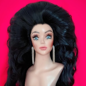 HIGH FASHION 60s WIG Lace Front Drag Queen Wig Black Runway Valley of the Dolls Brown Blonde Auburn White Pinup Retro Vintage Costume Party