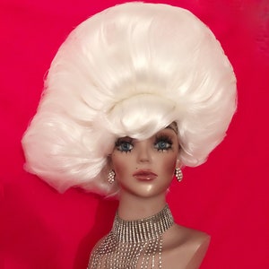 ETTA JAMES WIG Drag Queen Wig White Platinum Blonde Beehive Bangs Fringe 1960s Big Hair Black Brown Auburn White Pinup Retro Costume Party