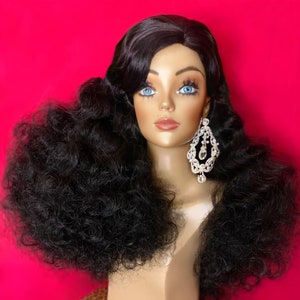 DISCO PARTY WIG: Lace Front Wig, 1970s Wig, 1980s Wig, Costume Wig, Drag Queen Wig, Heat Resistant Wig, Custom, Made to Order, Styled Wig