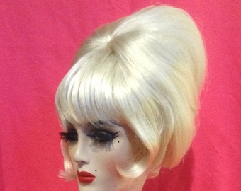 PATSY STONE WIG: Beehive Updo Bangs, 1960s Wig, 1990s Wig, Costume Wig, Drag Queen Wig, Heat Resistant Wig, Custom Made to Order, Styled Wig