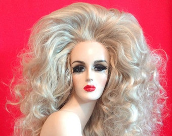 APPLAUSE Lady GAGA-pruik: pruik met kant, groot haar, lange drag queen-pruik, kostuumpruik, gekrulde hittebestendige pruik op maat gemaakt op bestelling gestileerde pruik