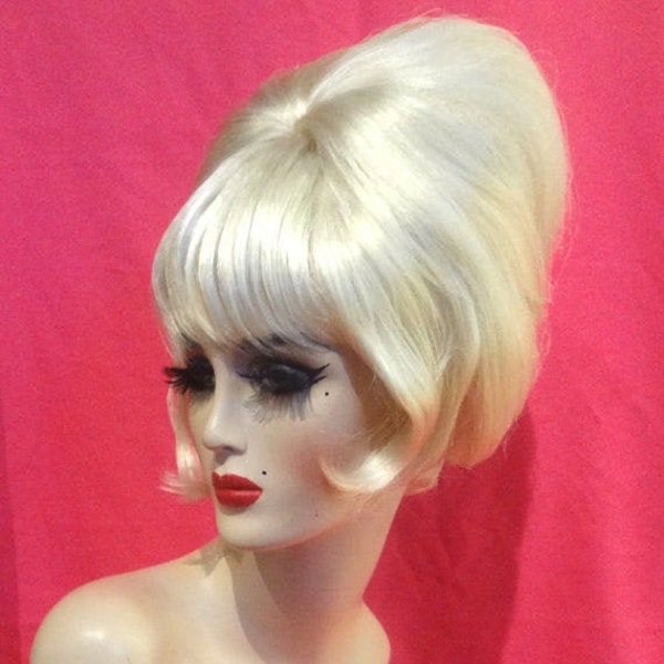 PATSY STONE WIG: Beehive Updo Bangs, 1960s Wig, 1990s Wig, Costume Wig, Drag Queen Wig, Heat Resistant Wig, Custom Made to Order, Styled Wig