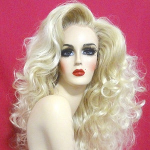 LADY GAGA WIG: Lace Front Wig, Platinum Blonde Wig, Costume Wig, Drag Queen Wig, Wavy, Heat Resistant Wig, Custom, Made to Order, Styled Wig