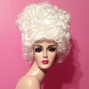 MARIE ANTIONETTE WIG: Without Pearls Madame de Pompadour Costume Wig, 1700s Colonial Wig, Heat Resistant Wig Custom Made to Order Styled Wig