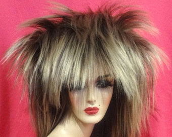 TINA TURNER WIG: 1980s Wig, David Bowie Labrinyth Wig, Drag Queen Wig, Spiky Rocker Wig, Costume Wig, Custom Wig, Made to Order, Styled Wig