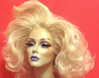 MADONNA WIG: Lace Front Wig, Costume Wig, Drag Queen Wig, 1990s Wig, Big Platinum Blonde Wig, Heat Resistant Custom Made to Order Styled Wig