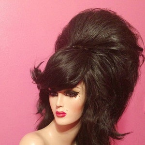 AMY WINEHOUSE WIG: Beehive Wig with Bangs, Drag Queen Wig, Costume Wig, 1960s Wig, 2000s Wig, Heat Resistant Custom Made to Order Styled Wig