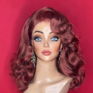 GILDA RITA  HAYWORTH Wig: Lace Front Wig, 1940s Wig, Costume Wig, Drag Queen Wig, Long, Wavy, Heat Safe Wig, Custom Made to Order Styled Wig
