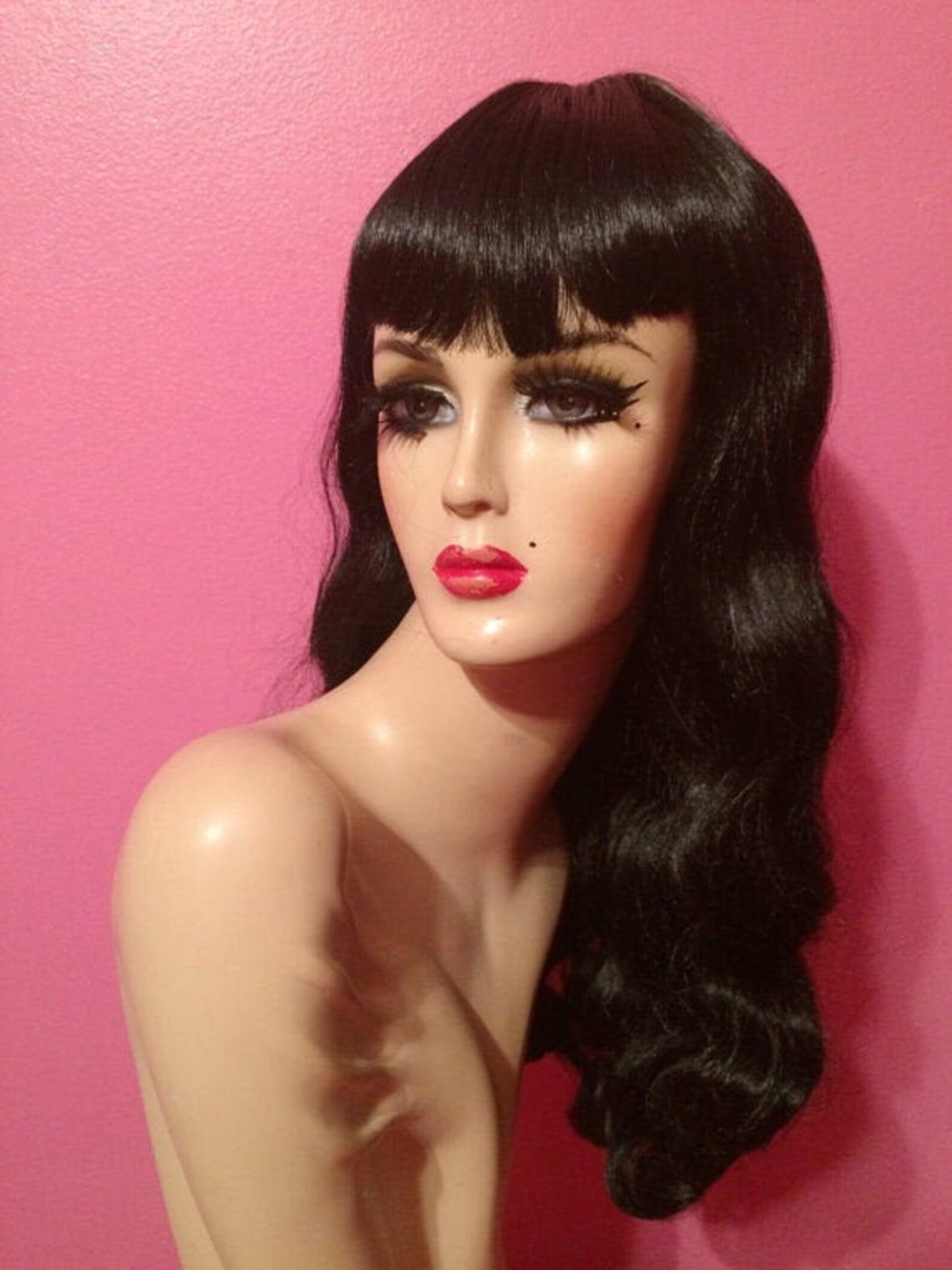 BETTIE PAGE WIG Drag Queen Wig Jet Black Fringe Bangs Katy Etsy