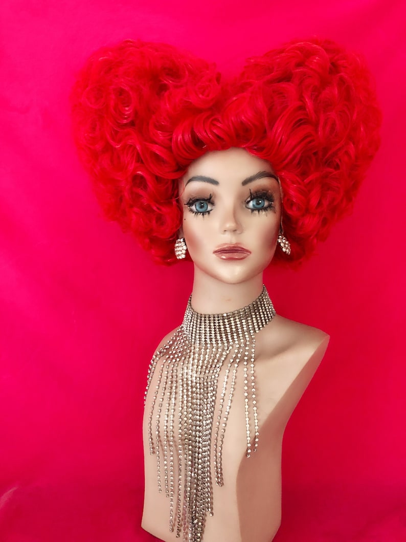 QUEEN of HEARTS WIG Drag Queen Wig Bright Red Alice in Etsy