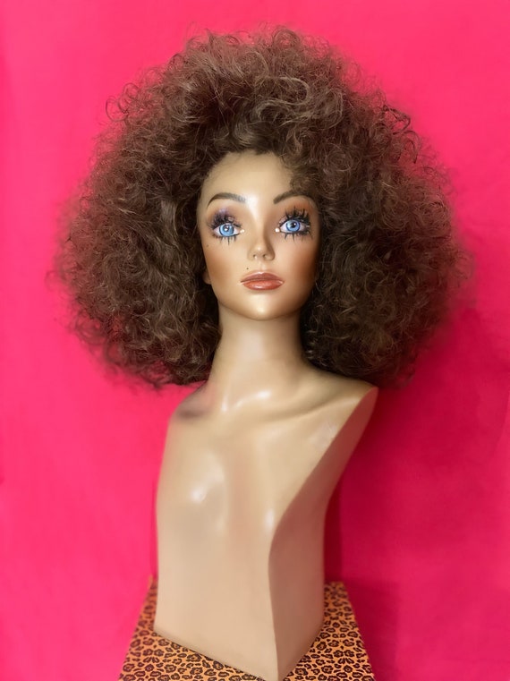 Greta Dark Brown Auburn Light Brown Perm Curly Afro Spiral Curls Classic  Cap Adjustable Full Wig 