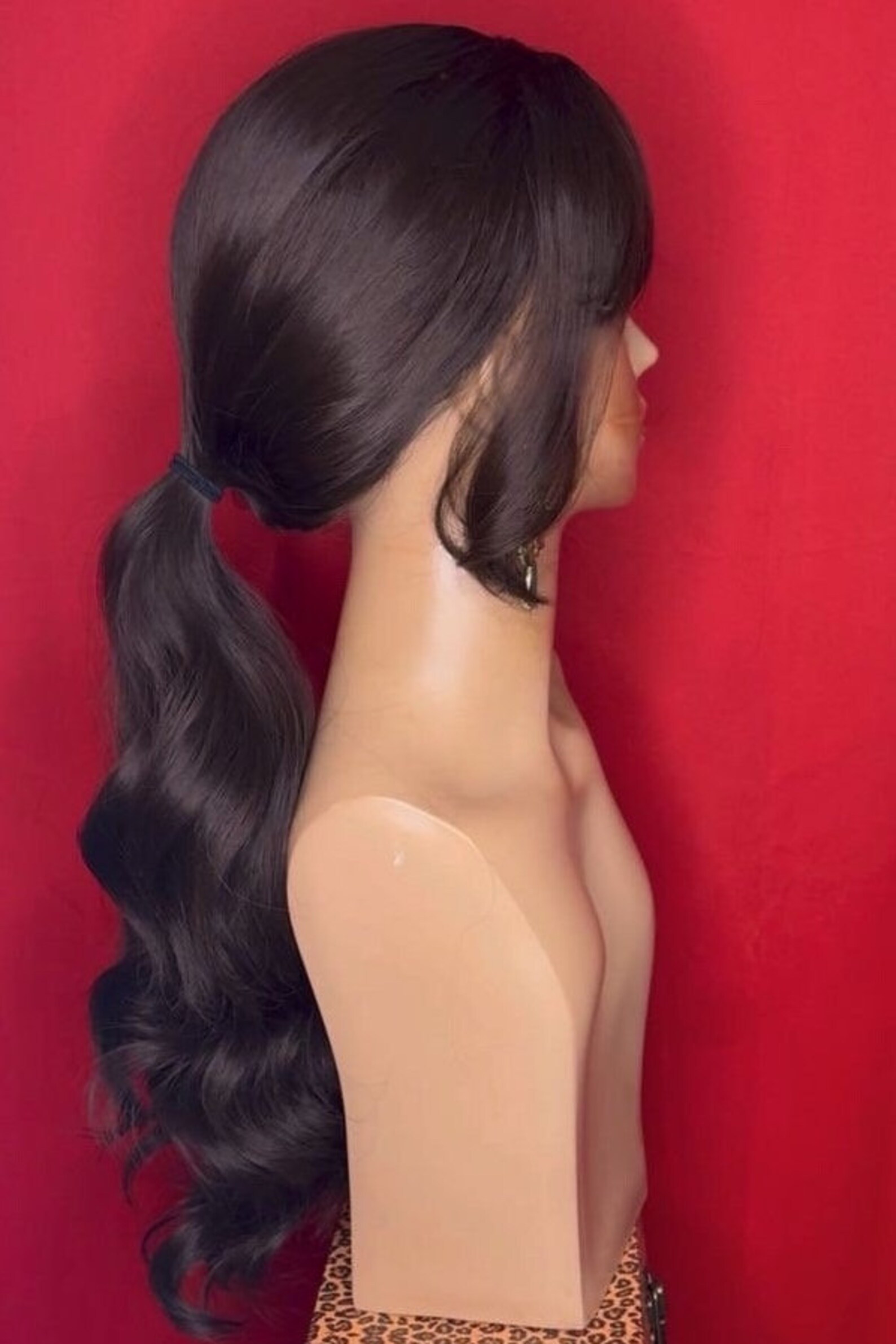 CURTAIN BANGS PONYTAIL Natural Styled Wig, Made to Order - Etsy