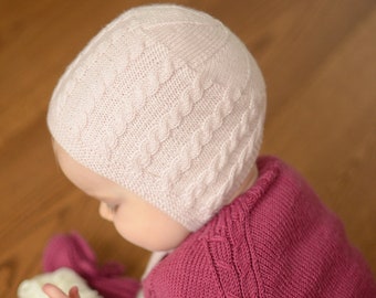 Baby Hat Knitting Pattern, Knitted Baby Bonnet Pattern