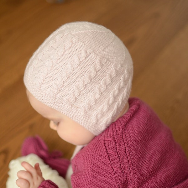 Baby Hat Knitting Pattern, Knitted Baby Bonnet Pattern