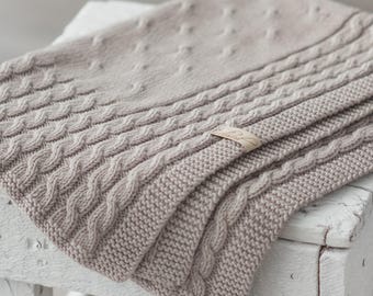 Zopfmuster Babydecke Strickmuster - Aran Yarn Baby Blanket Pattern - Instant Download - Strickmuster in EN DE FR