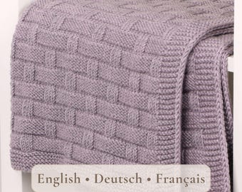 Baby Blanket Knitting Pattern, Easy Knit Blanket, Woven Texture Throw, Chart + Written Instructions - Woven Wishes Blanket in EN DE FR