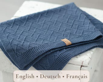 Easy Baby Blanket Knitting Pattern – Simple Knit Throw, Instructions for Beginners EN DE FR