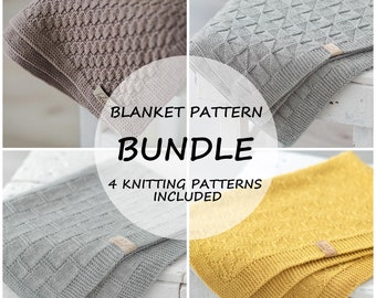 Baby Blanket Patterns Pack, Easy Knitting Projects for Beginner, Simple Knit Patterns, Knit Pattern Bundle