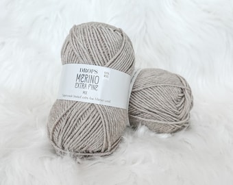 Merino Wool Double Knitting Yarn, DK Worsted Weight Yarn, Drops Merino Yarn Extra Fine 08