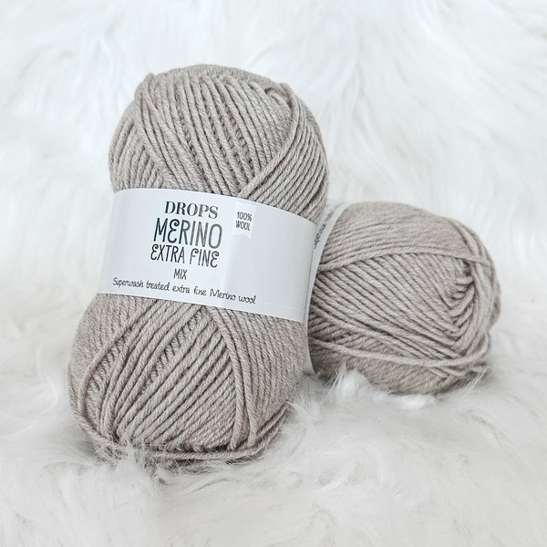 Merino Wool Double Knitting Yarn, DK Worsted Weight Yarn, Drops Merino Yarn Extra Fine 08