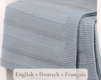 Easy Knit Baby Blanket Pattern – Beginner Knitting Pattern – Simple Modern Blanket – Instant Download – EN DE FR