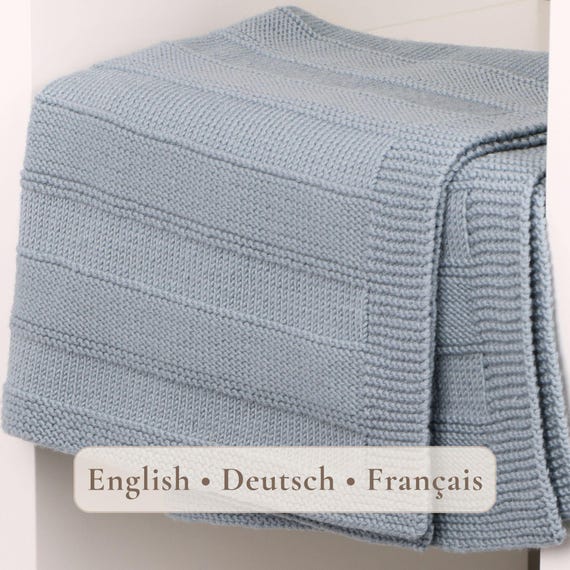 Easy Knit Baby Blanket Pattern – Beginner Knitting Pattern – Simple Modern Blanket – Instant Download – EN DE FR