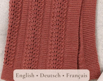Feather Dance Baby Blanket Knitting Pattern PDF, Textured Lace Blanket, DK Yarn, Written Instructions & Chart