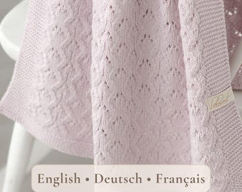 Easy Lace Knitted Blanket Pattern: Beginner-Friendly Throw Instructions in EN DE FR