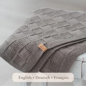 Beginner Baby Blanket Knitting Pattern – Easy Knit & Purl, Reversible Design, EN DE FR