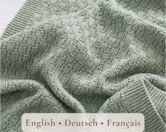 Baby Blanket Knitting Pattern – Simple Knit Throw Tutorial, Beginner- Friendly Instructions in EN DE FR
