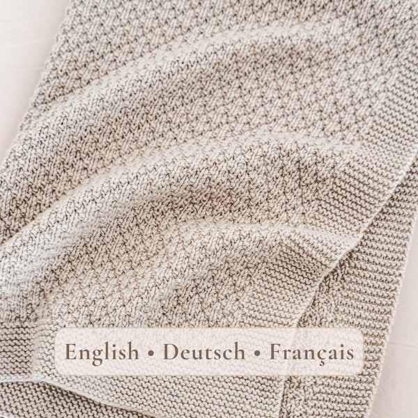 Morning Mist Blanket Knitting Pattern, Baby Blanket Pattern, Easy Knit and Purl Blanket, 4 Sizes, Chart EN DE FR
