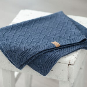 Easy Baby Blanket Knitting Pattern – Simple Knit Throw, PDF Instructions for Beginners in English