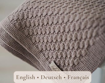 Easy Knit and Purl Baby Blanket Knitting Pattern – Beginner-Friendly, Quick & Cozy, EN DE FR