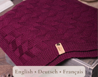 Reversible Knit Baby Blanket Pattern – Easy Knitting for Beginners, Instant Download in EN DE FR