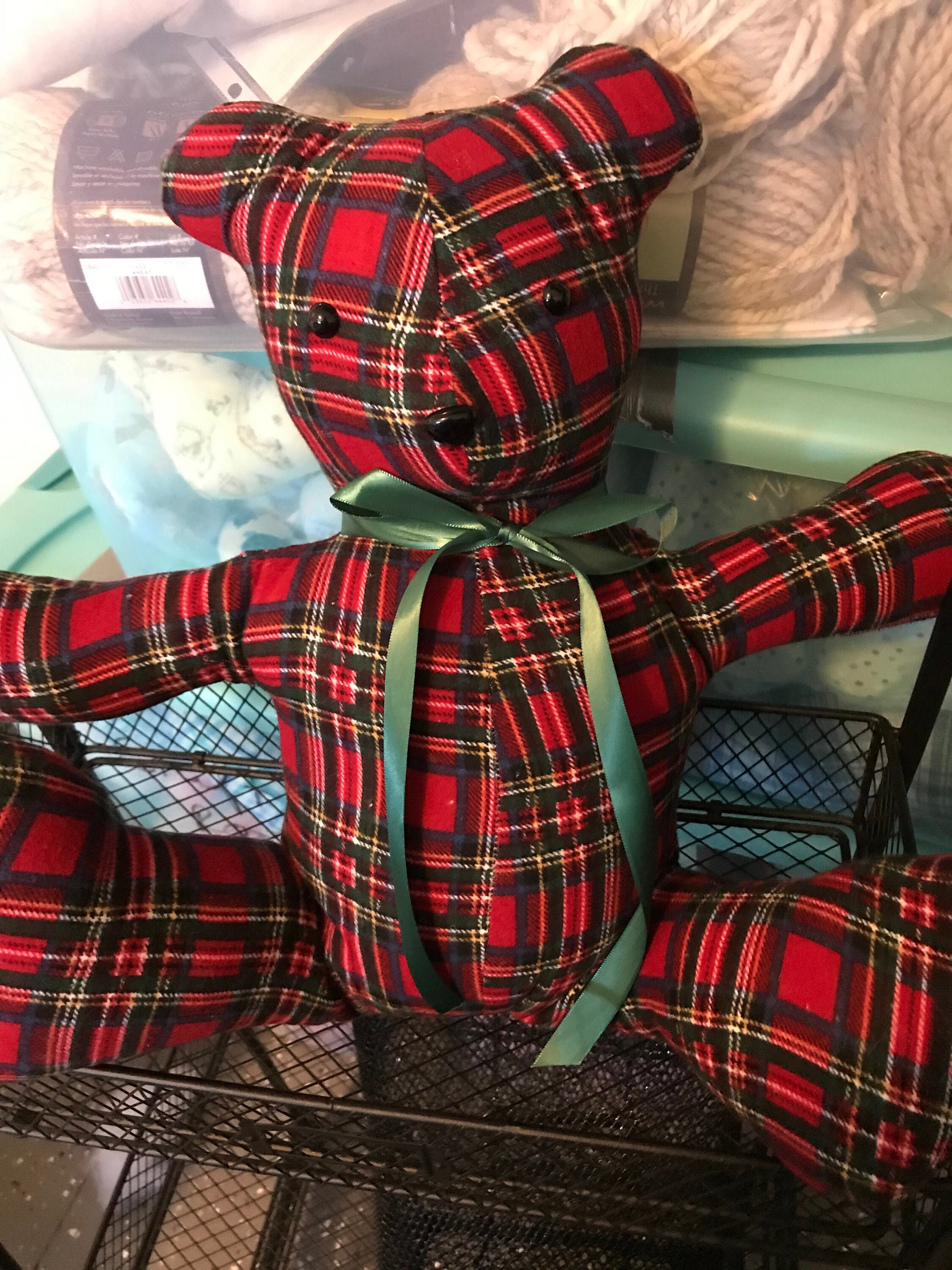 Red plaid Teddy Bear Etsy