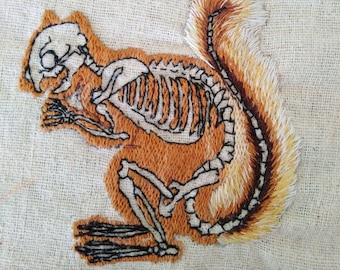 Hand-embroidered Squirrel Skeleton