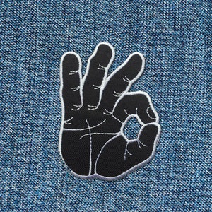 OK Hand Symbol Black Patch