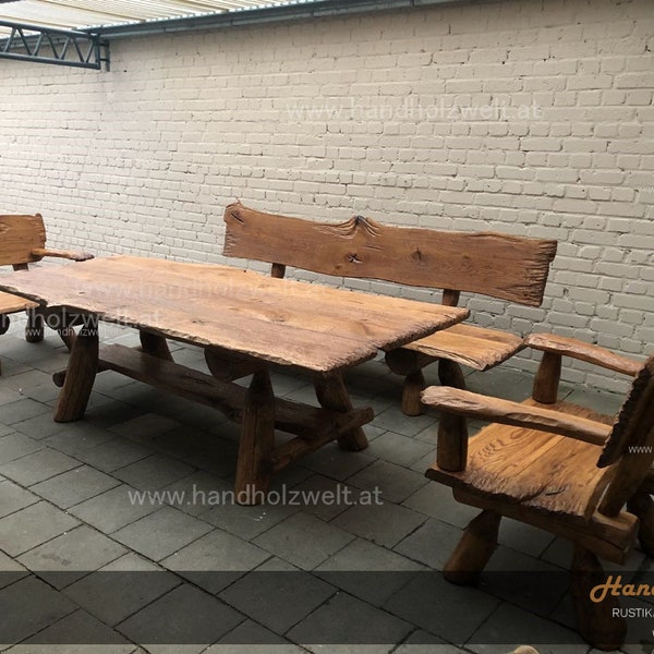 RUSTI Eiche D,Sitzgruppe, Vollholz, Holz, Rustikale Gartengarnitur, Gartenmöbel, NEU! Massivholz, Rustikal, Terrassenmöbel,