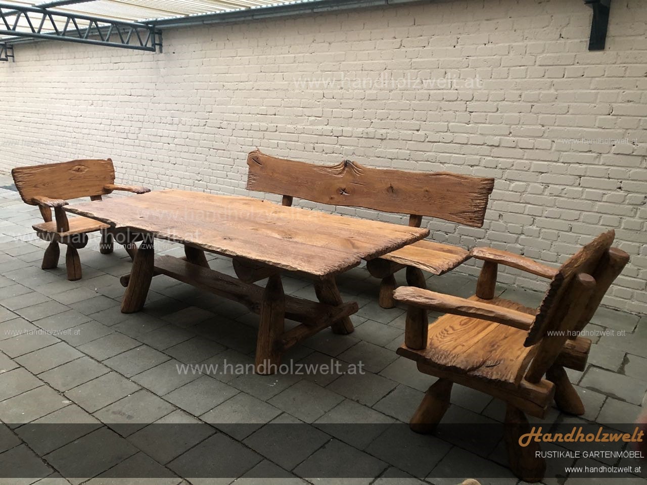 RUSTI Eiche D,Sitzgruppe, Vollholz, Holz, Rustikale Gartengarnitur, Gartenmöbel, NEU! Massivholz, Rustikal, Terrassenmöbel,