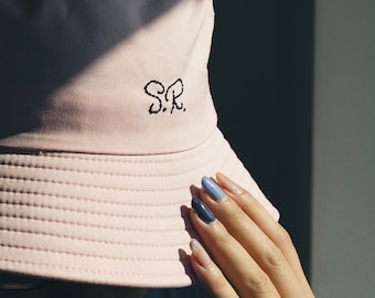 BUCKET HAT // Embroidered bucket hat with initials minimalist old school 90's, inspiring, summer VSCO girl, Gift for her