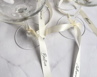 EVENT / 15mm personalisiertes Glasband, Champagnerglasband für Partys, Satinband Namensetiketten, Namenstischkarten
