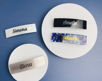 BARRETTE / NAME - colorful hair clips, handmade resin clips, hair accessories, personalized name clips