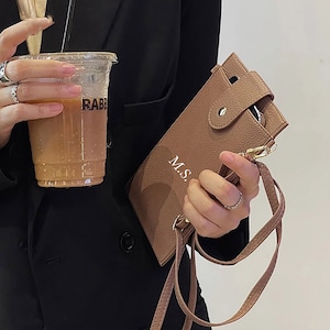 TRAVEL / MINI BORSA — borsa tracolla personalizzata nome, tracolla da donna, portafoglio per carte e cellulare, monogramma stampato