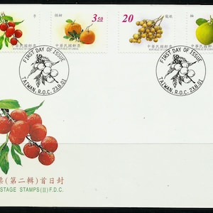Taiwan 2001 Frutas 2ª série conjunto de 4 na FDC