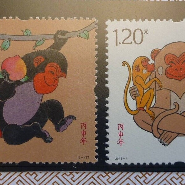 China 2016 Jahr des Affen 2er Set MNH