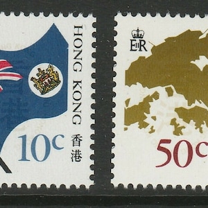 Hong Kong 1987 Definitive Coil Flag and Map set de 2 MNH